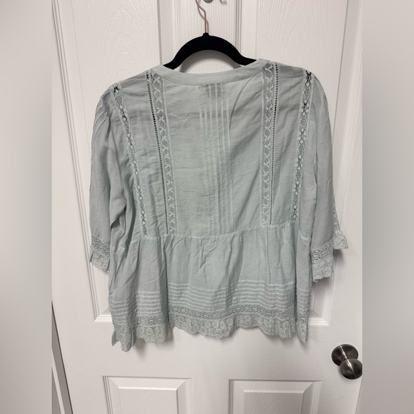 Zadig & Voltaire Tosea Top Short Sleeve Peplum Lace Trim Blue Small - Picture 4 of 8